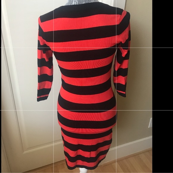 French Connection, black+orange stretch dress - Picture 2 of 3